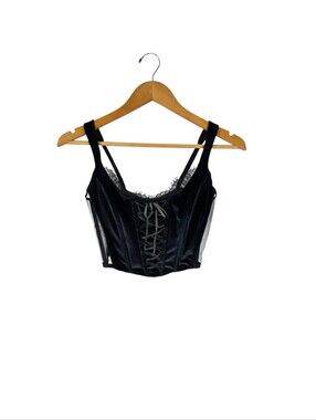 Victoria‎ Secrets DREAM ANGELS Velvet Lace Up Corset Bra Crop Top  NEW Black